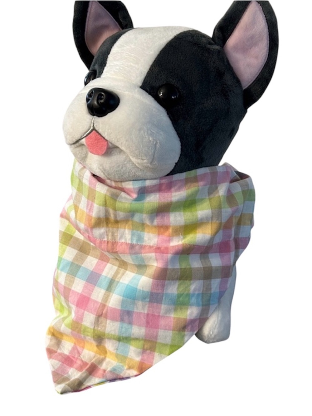 Peeps Bunny and plaid reversible Dog Bandana NEW handmade slides thru collar